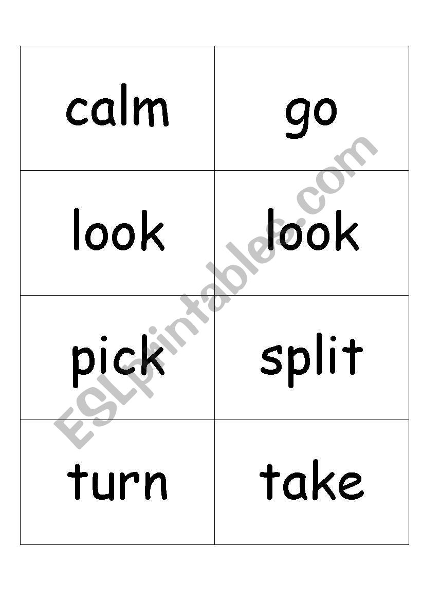 Multi-worded verbs Memory Game