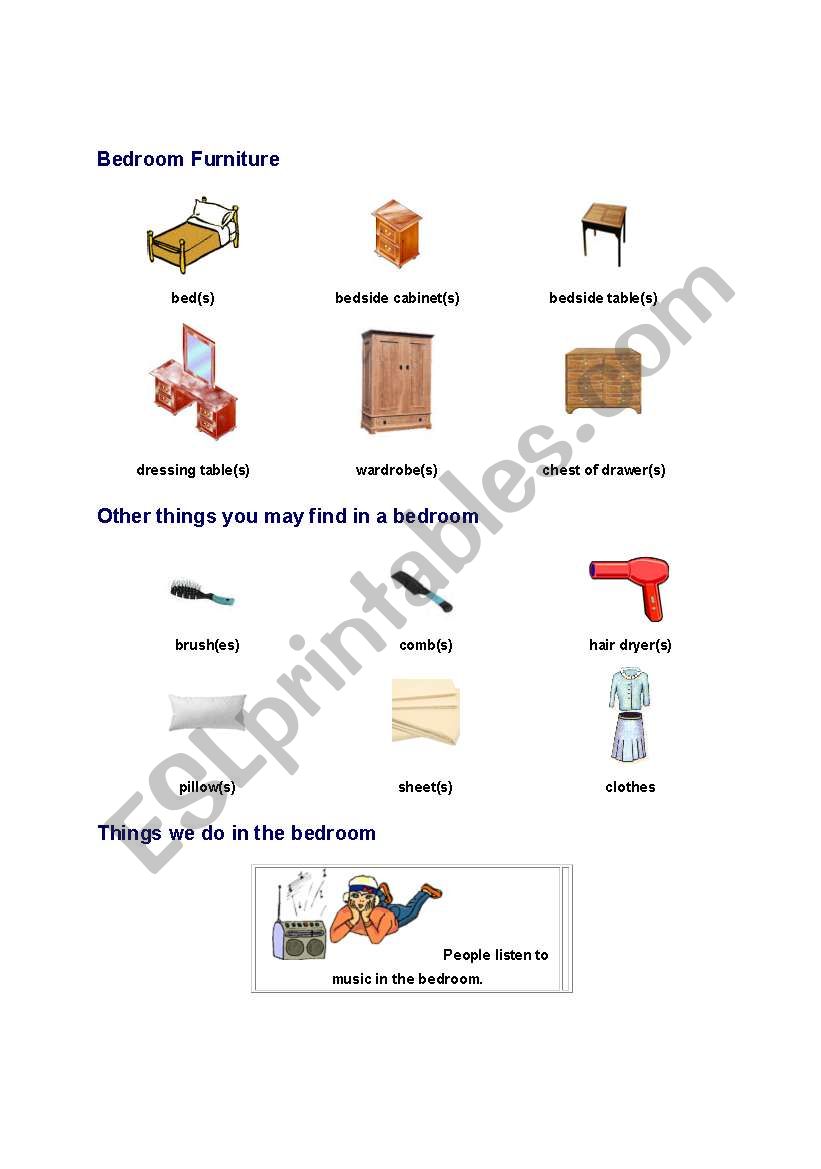 Bedroom Furniture worksheet