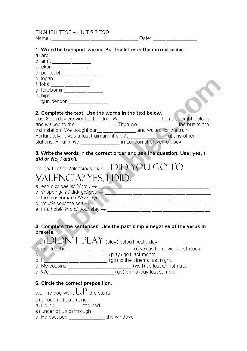 Test for students of 2nd CSE easy level