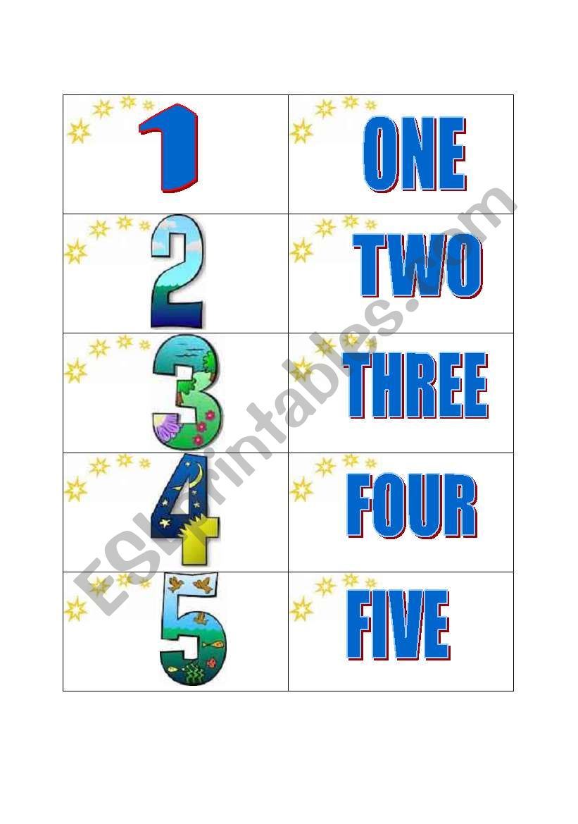 Numbers Cards worksheet