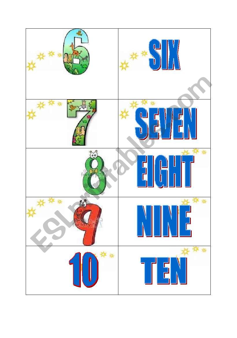 Numbers Cards worksheet