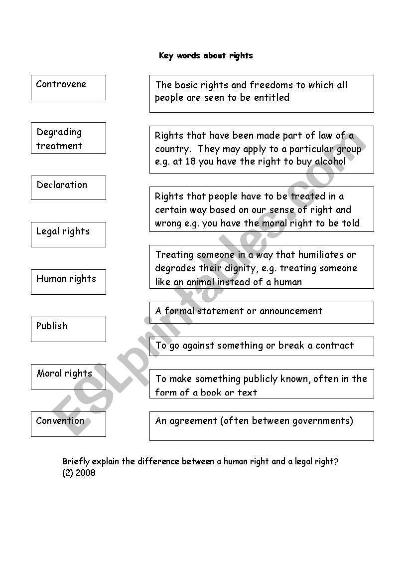 key words  worksheet