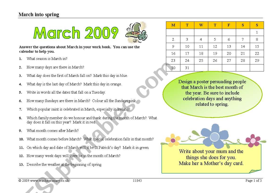 march worksheet