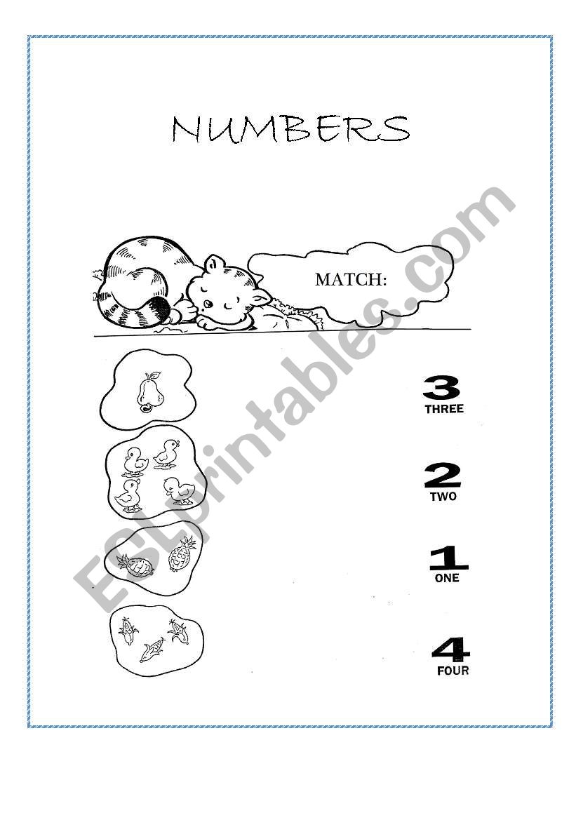 Numbers 1-4 worksheet