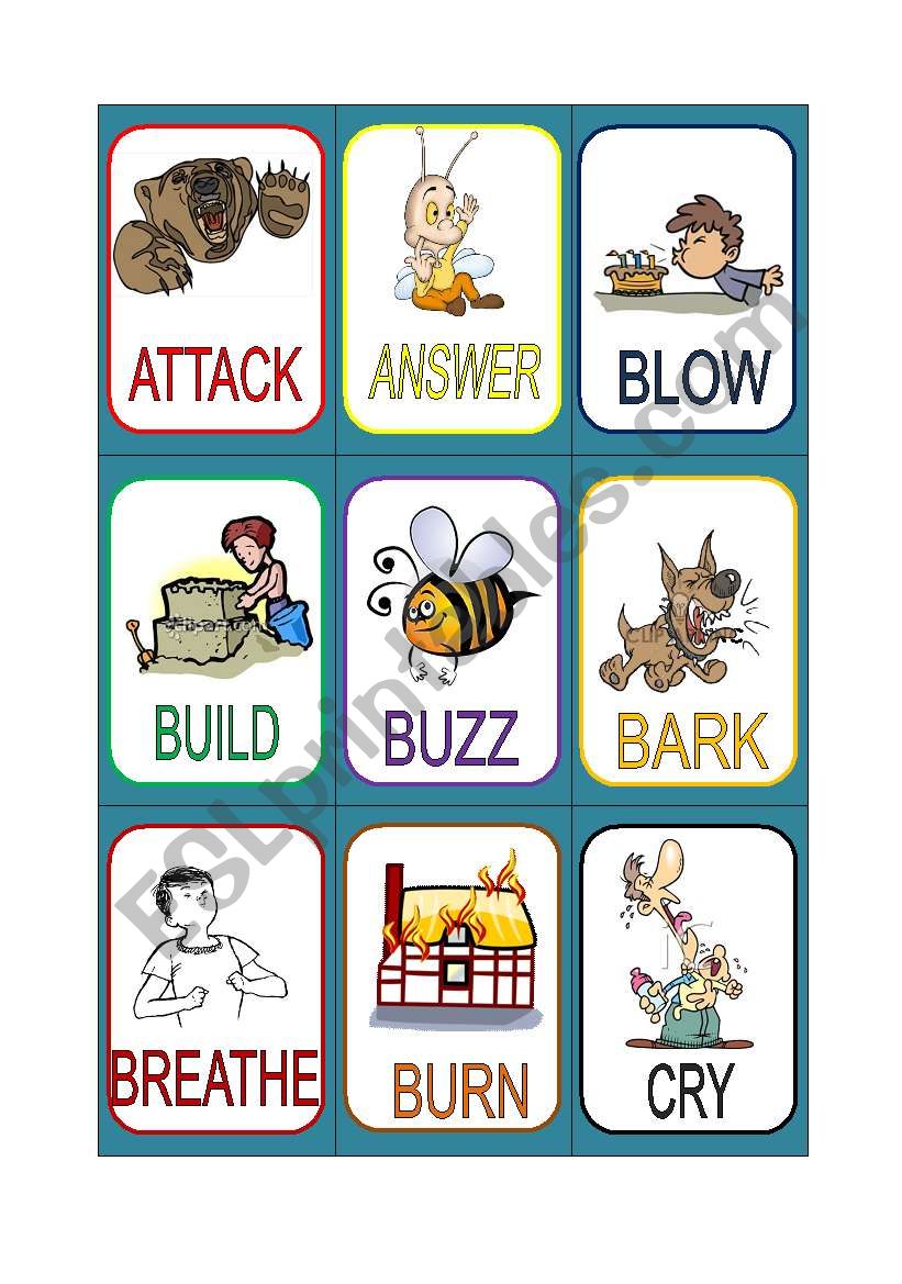 VERB CARDS 3  worksheet