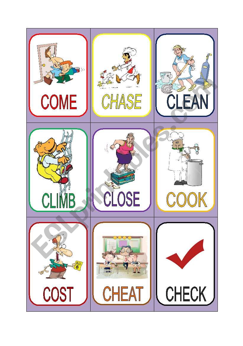 VERB CARDS 4 worksheet