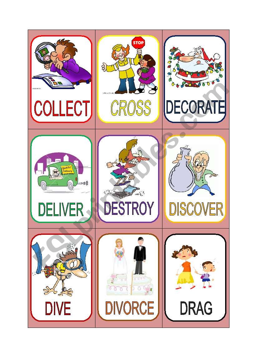 VERB CARDS 5 worksheet