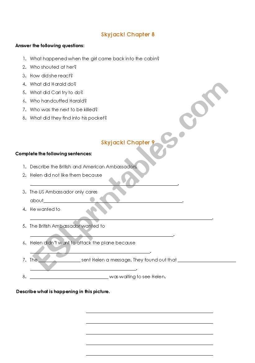 Skyjack 8 and 9 worksheet