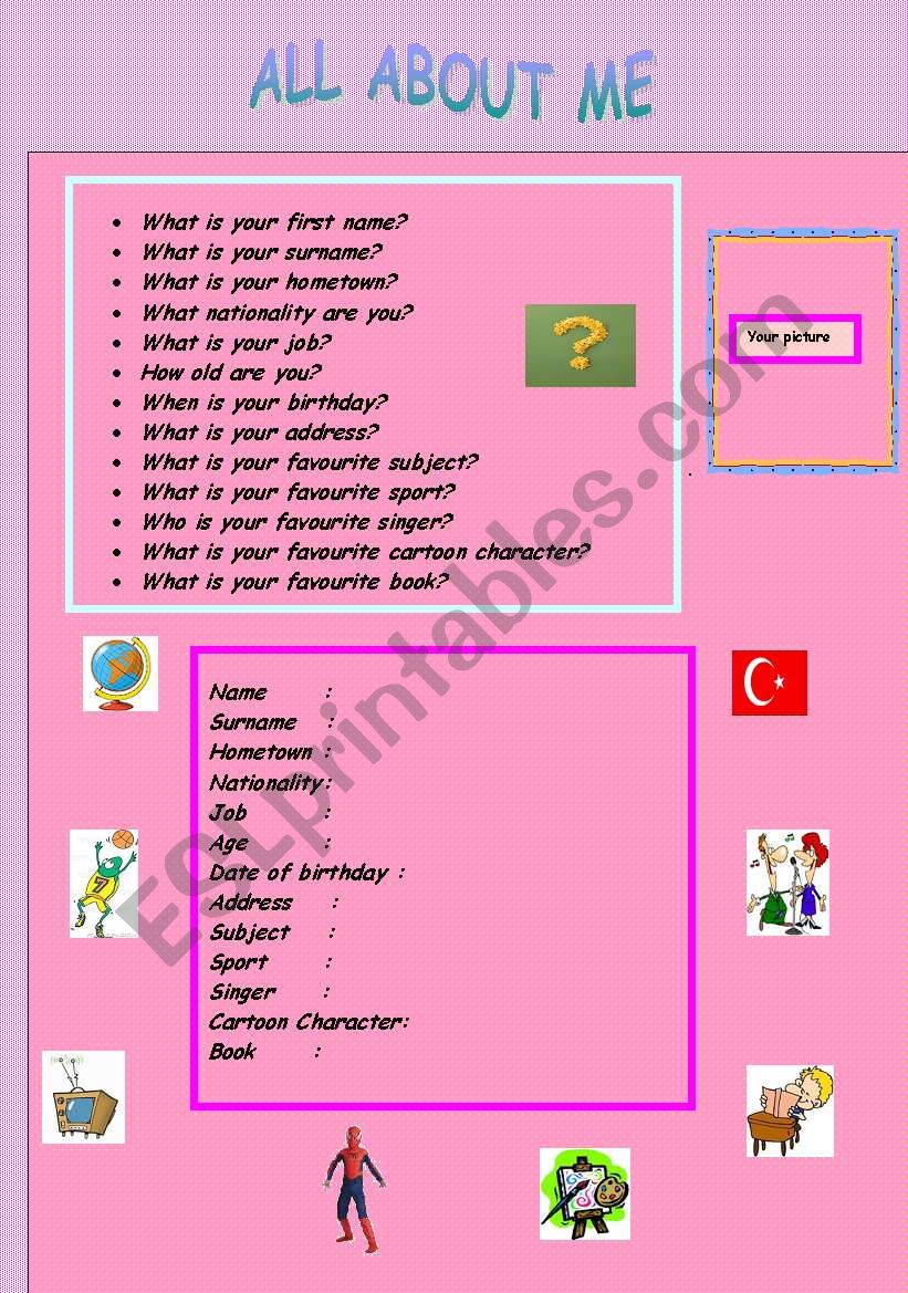 ALL ABOUT ME worksheet