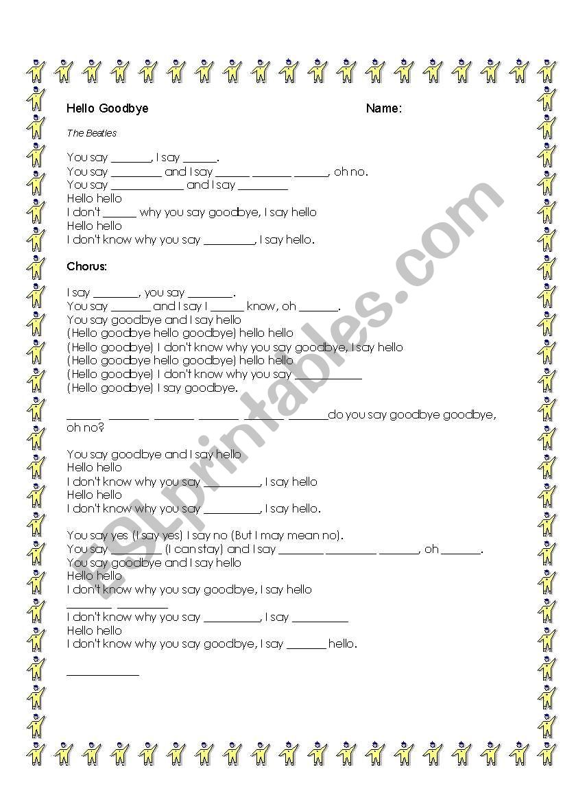 Beatles Cloze Activity worksheet