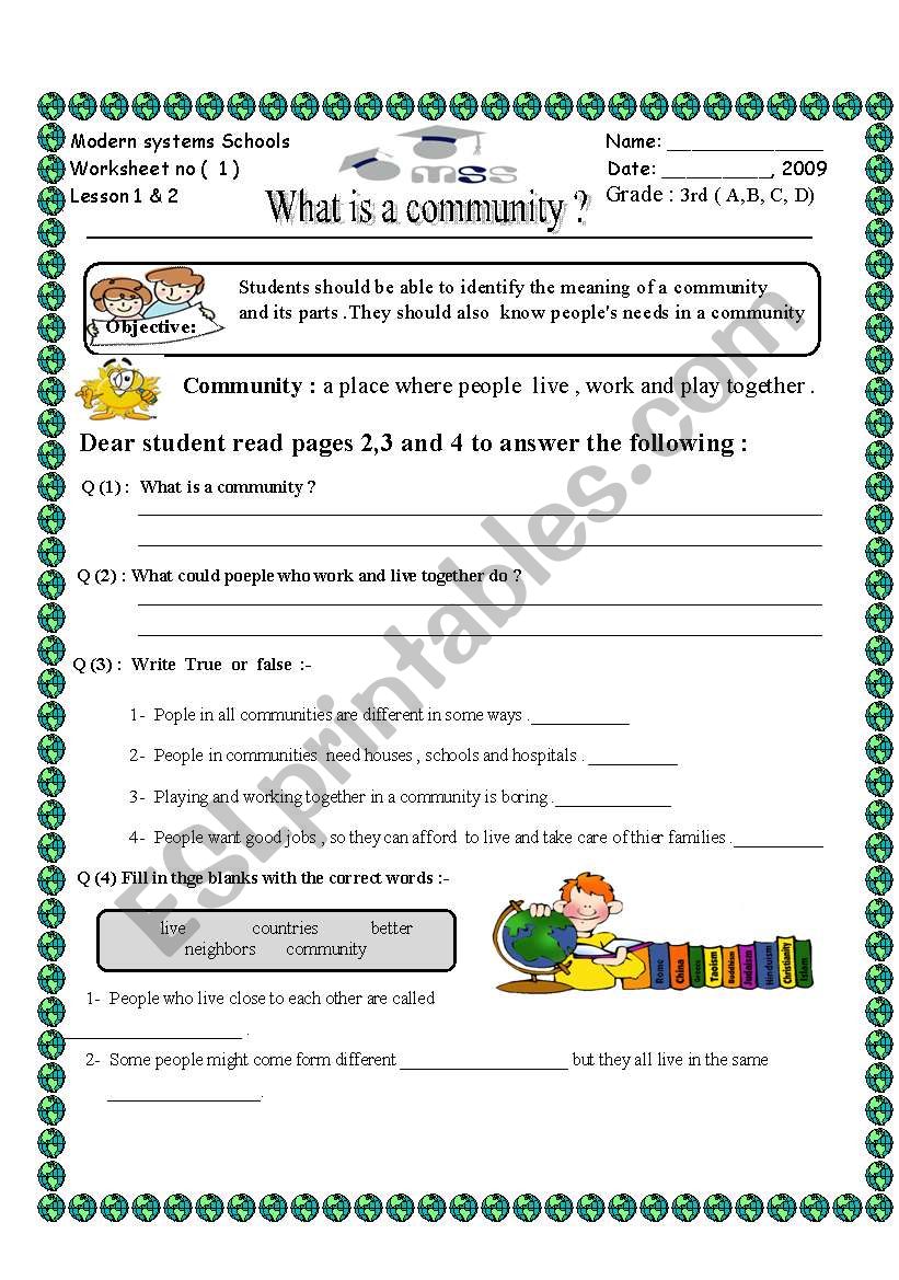 what is a community worksheet