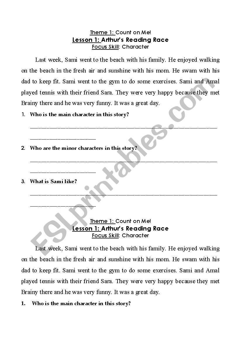 short exercise about characters