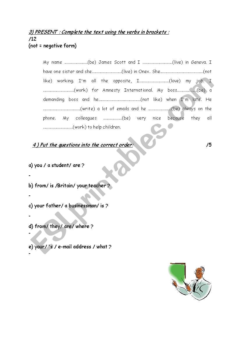 English test part 2 worksheet