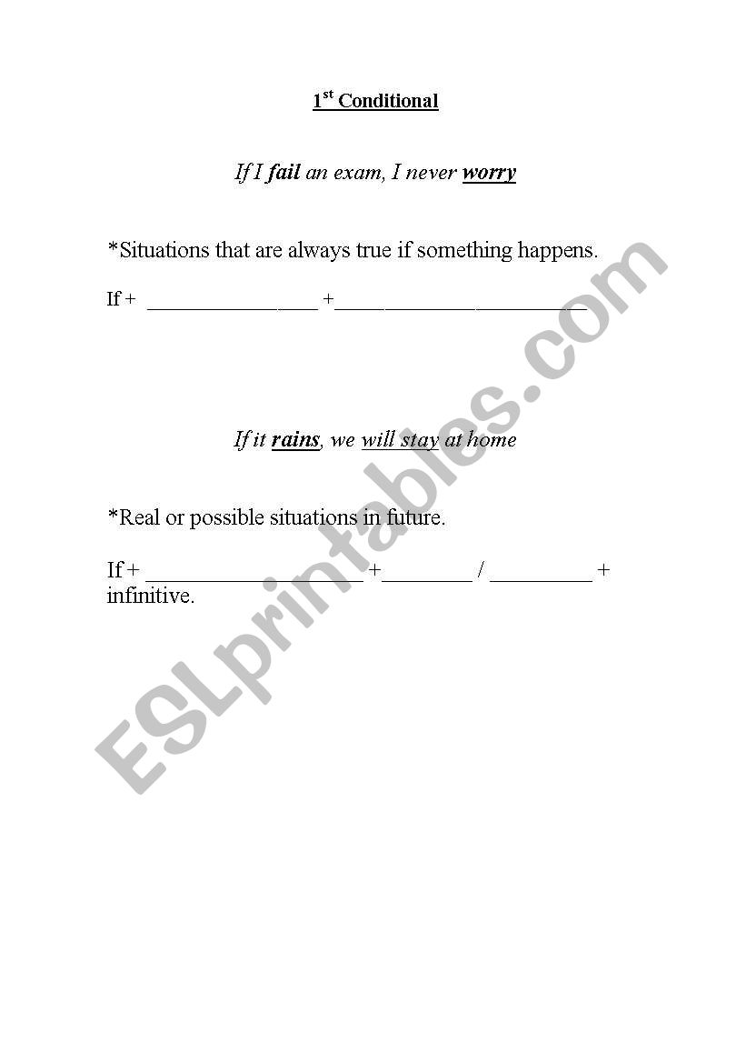 1st and 2nd conditionals worksheet