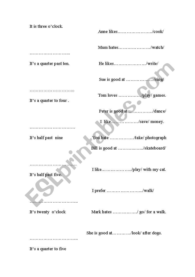 test oclock worksheet