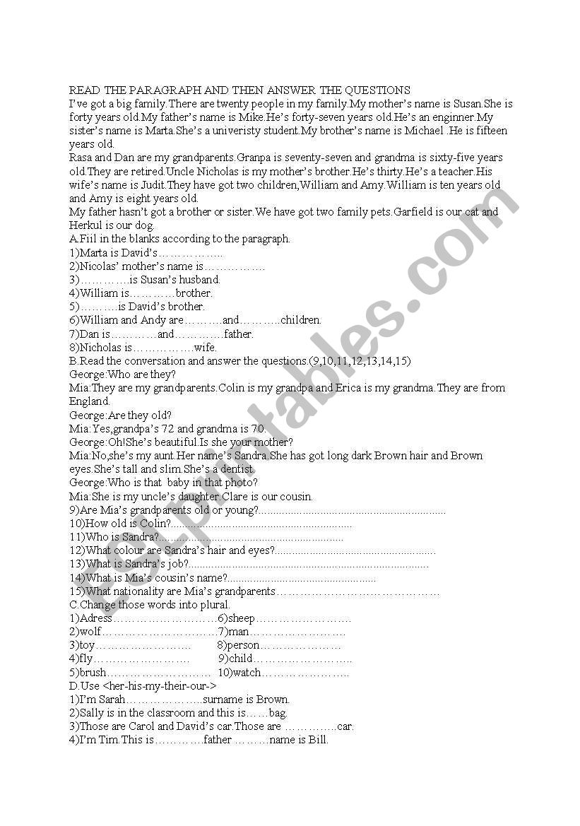 EXAM  worksheet