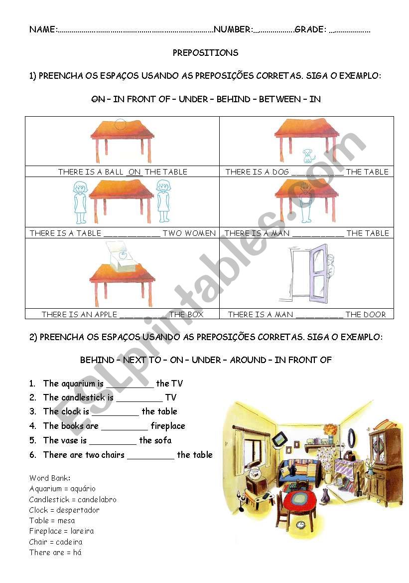 PREPOSITIONS worksheet