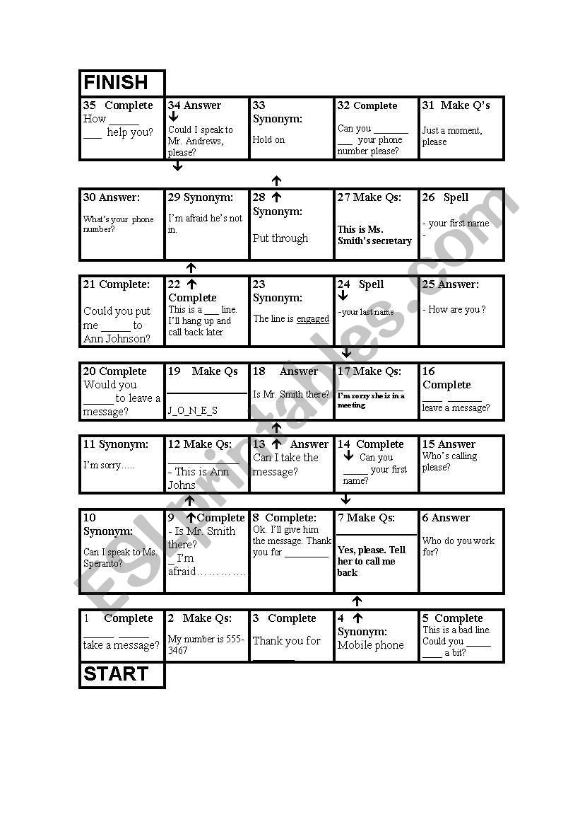 Phone conversation Snakes and Ladders