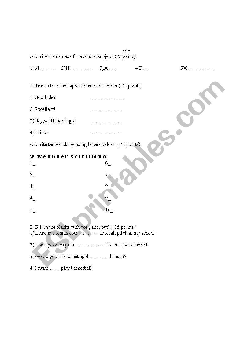 quiz worksheet