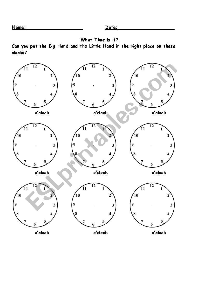 What time is it worksheet