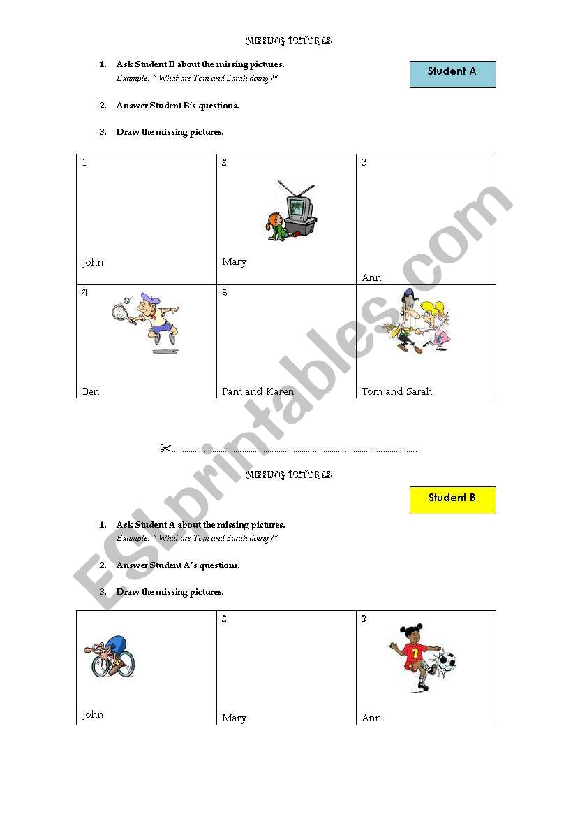 Missing pictures-speaking activity