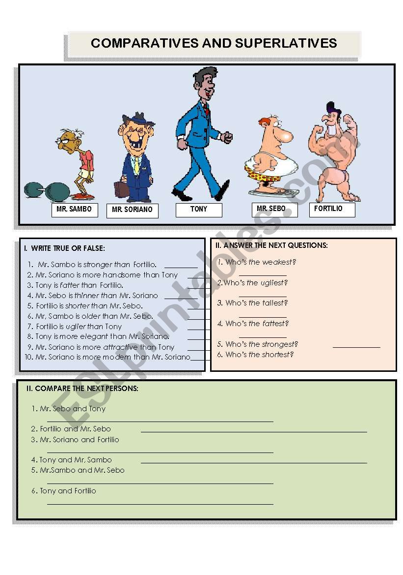 COMPARATIVES AND SUPERLATIVES worksheet