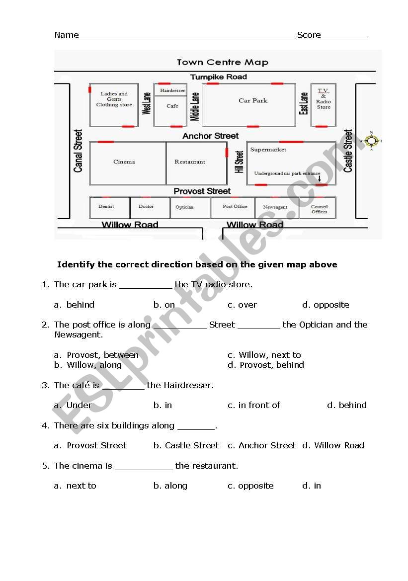 Where is the car park? worksheet