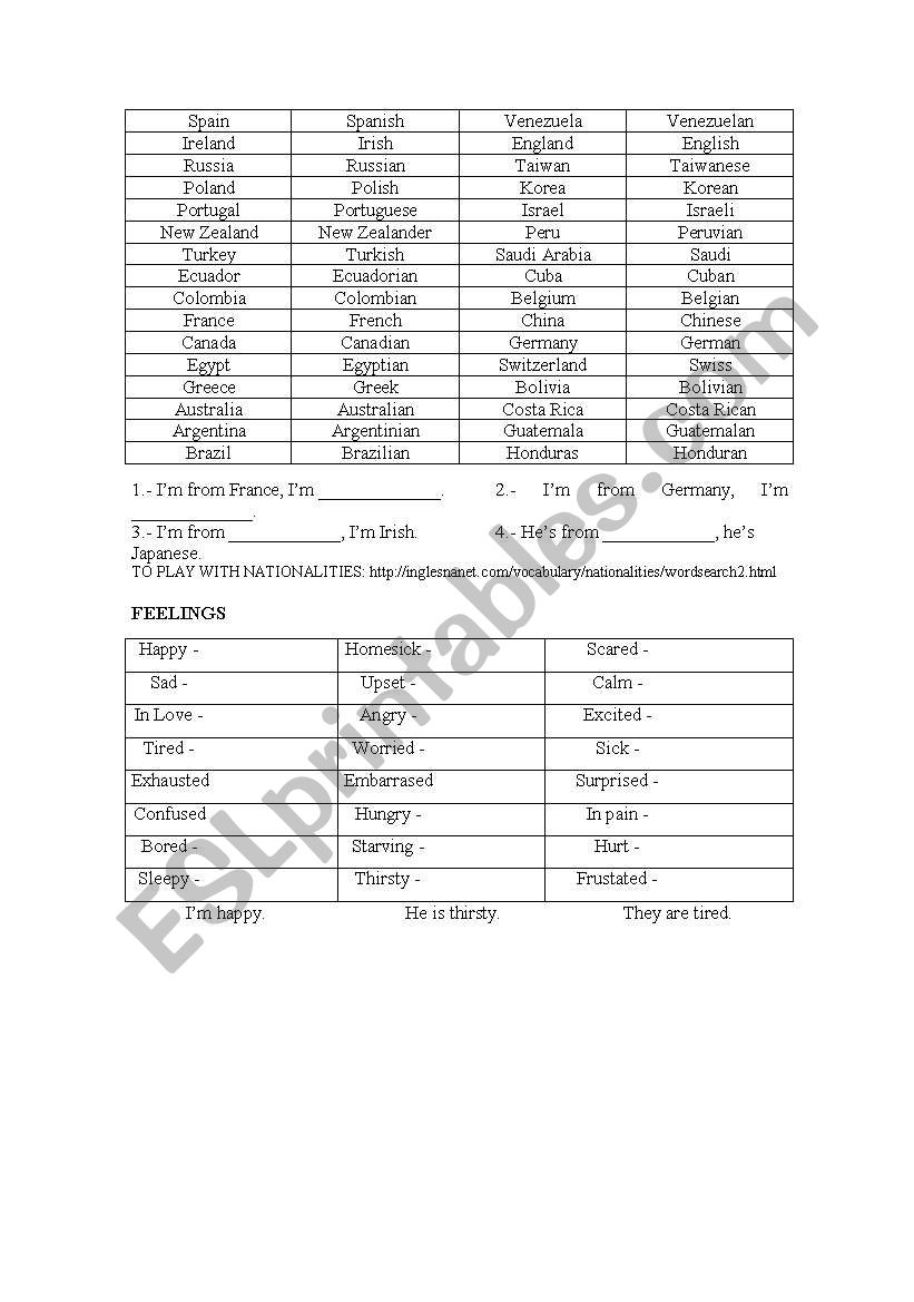 ENGLISH I  worksheet