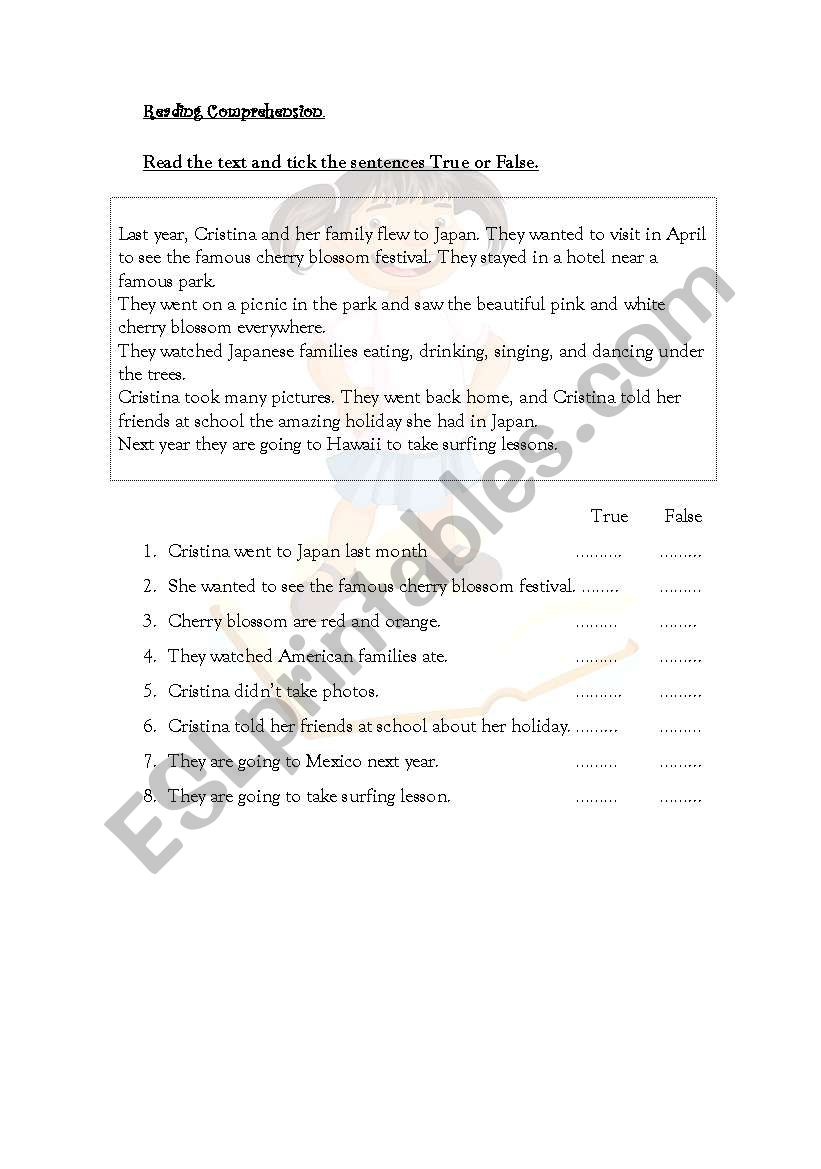 Reading Comprehension worksheet