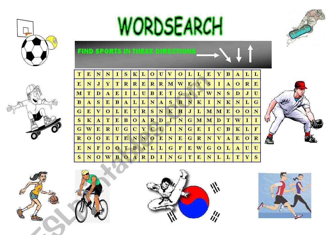 WORDSEARCH SPORTS worksheet