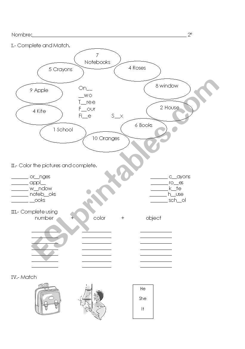 worksheet numbers and things worksheet