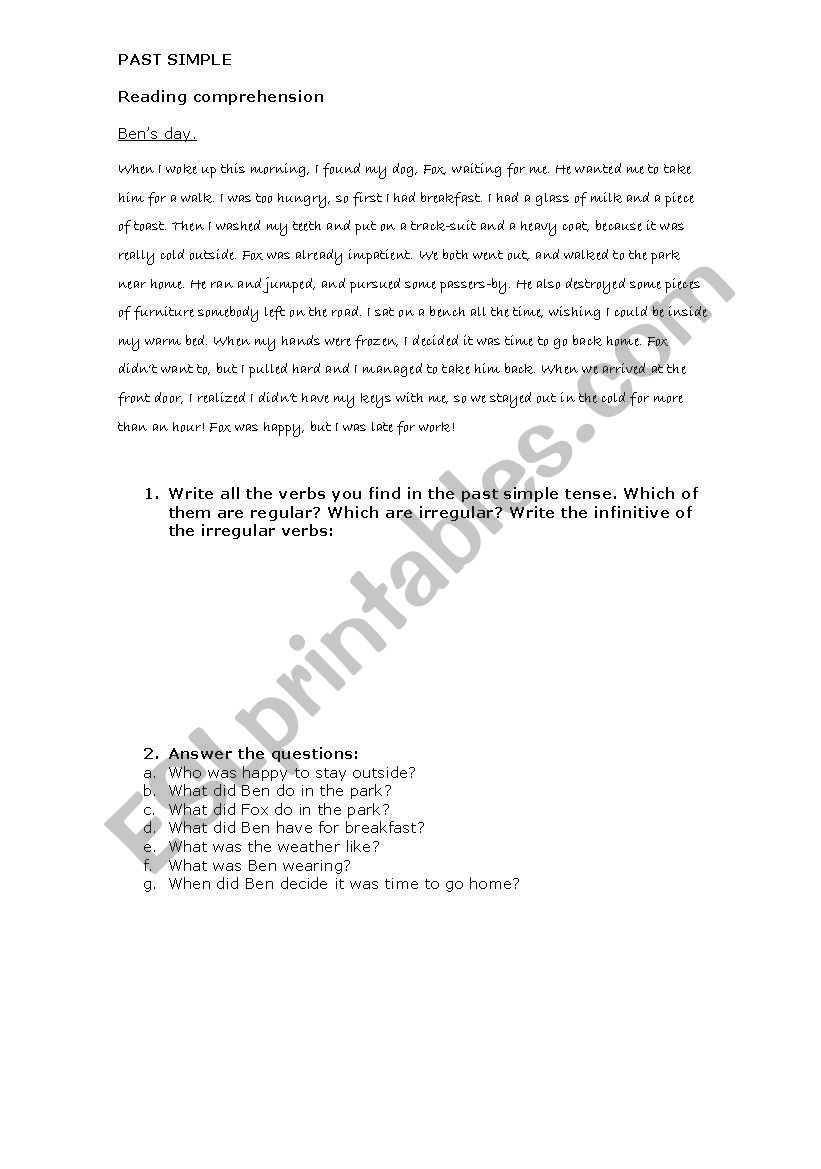 Past Simple worksheet