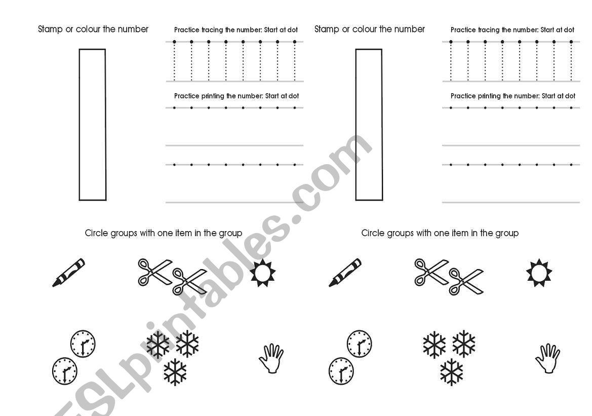 number one worksheet