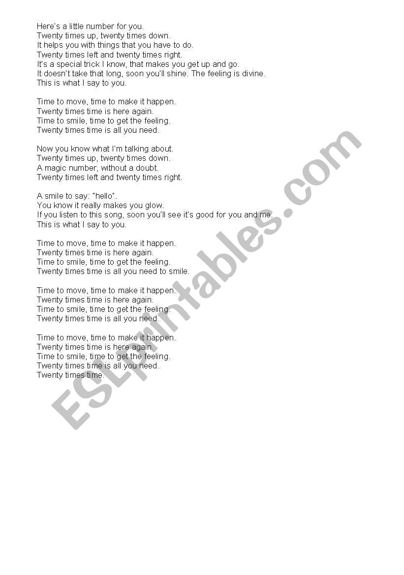 song worksheet