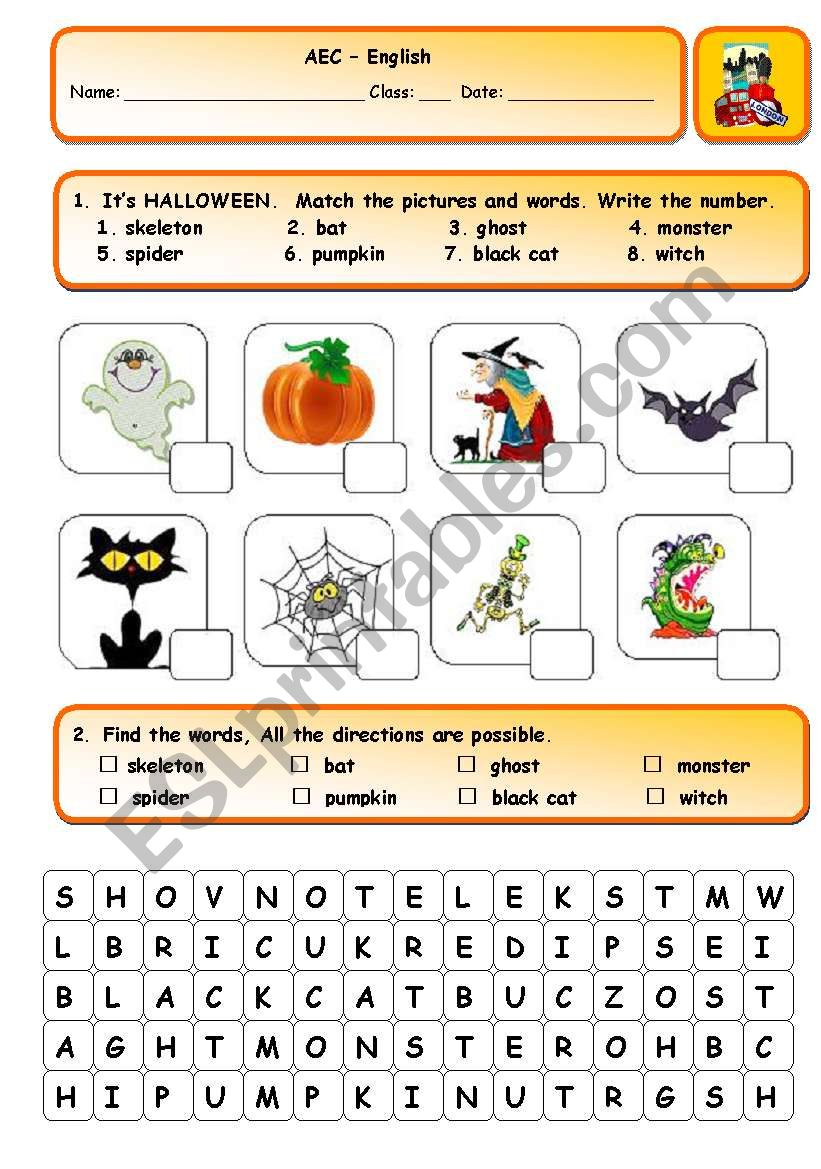 Halloween woksheet worksheet