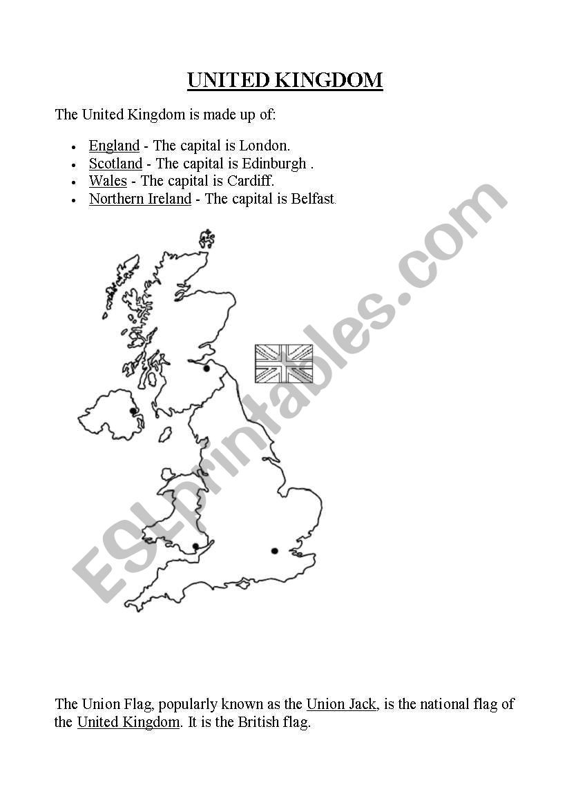 united kingdom - flag worksheet