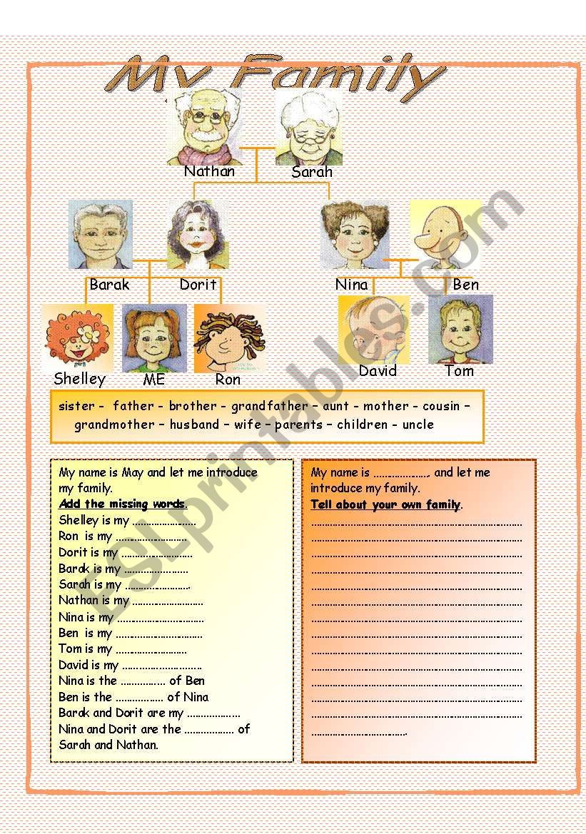 My Family (color version) worksheet