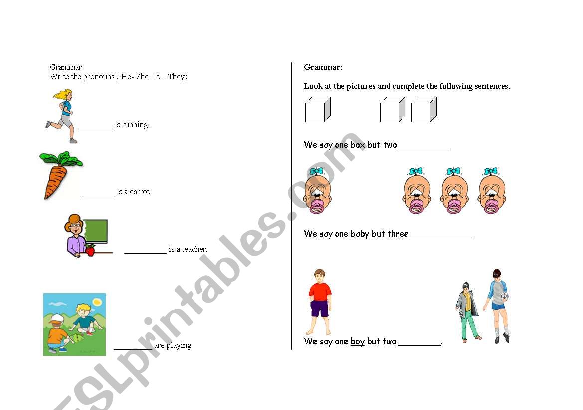 pronouns  worksheet