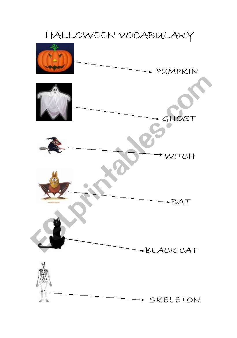 Halloween vocabulary worksheet