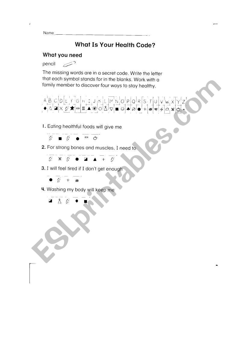 secret code worksheet