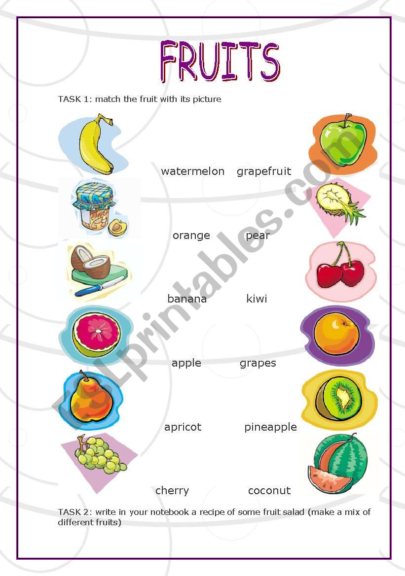 FRUITS worksheet