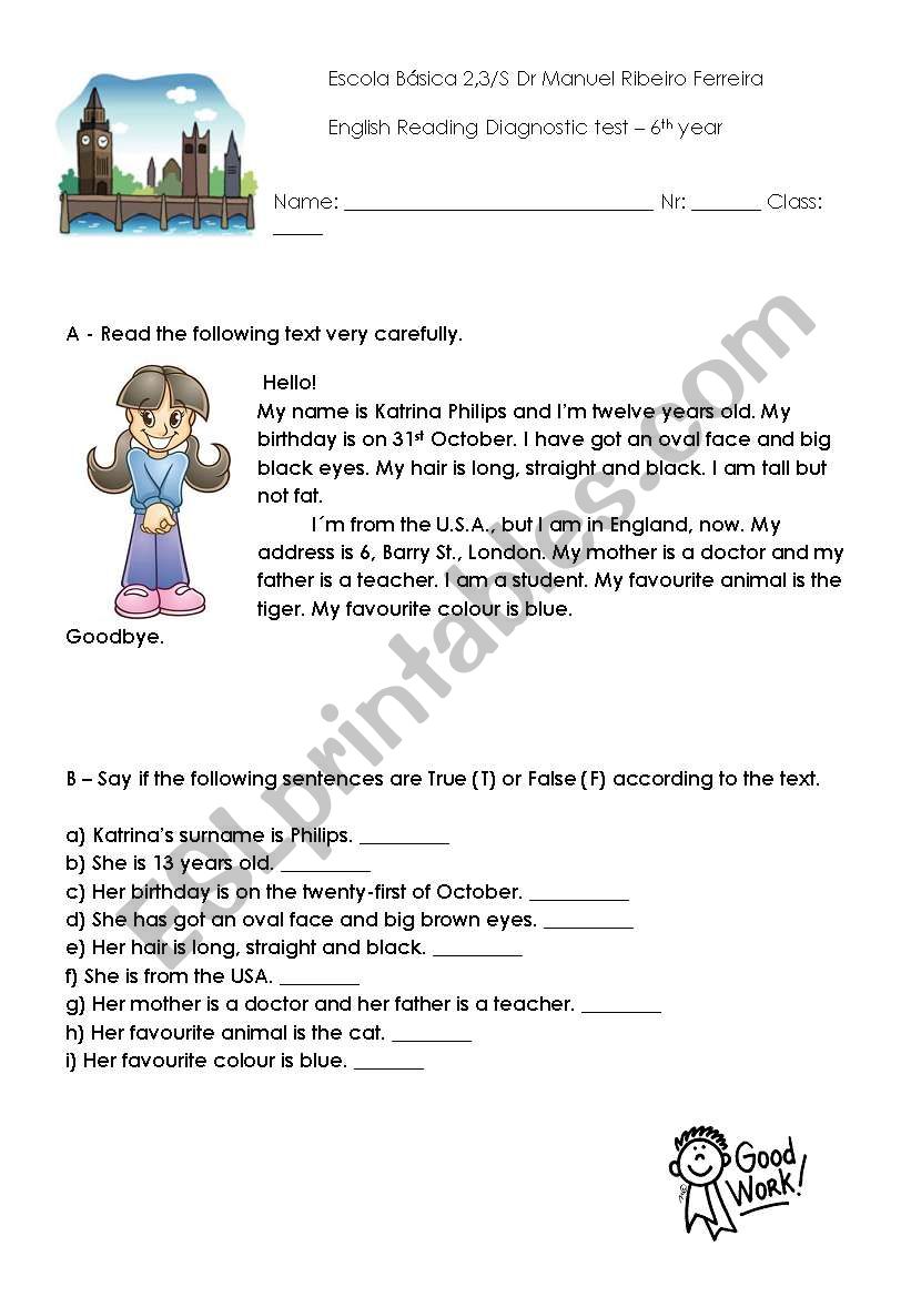 personal identification worksheet