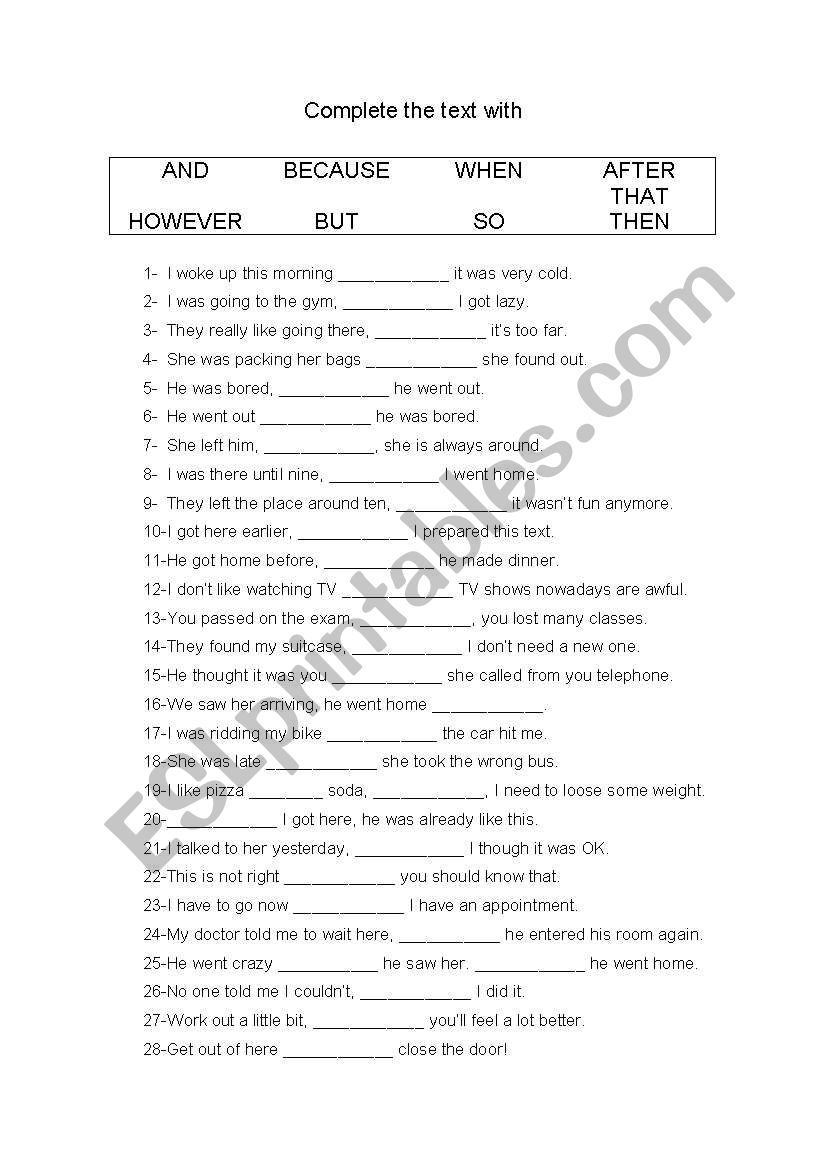 Linking Words worksheet