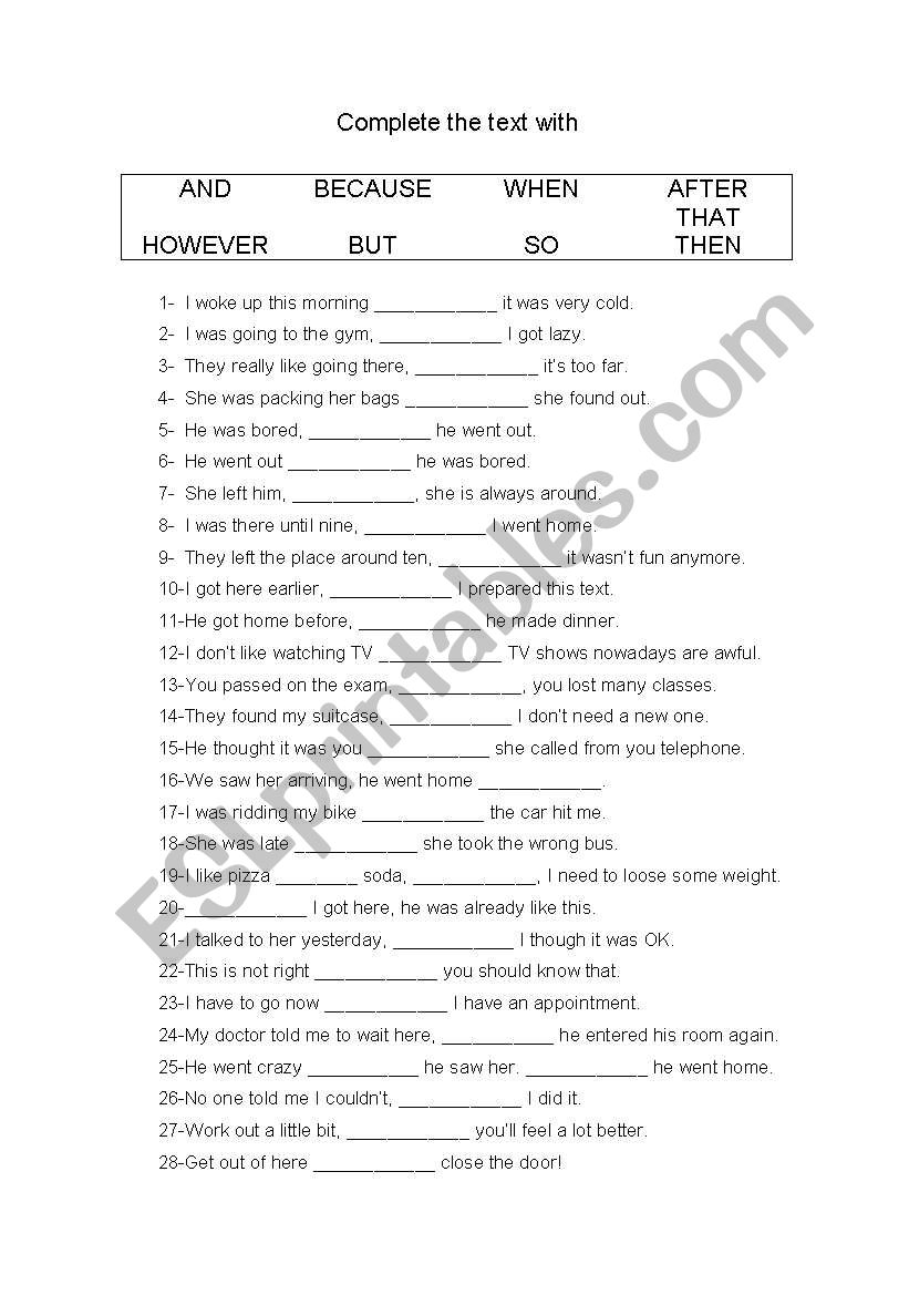 Linking Words worksheet