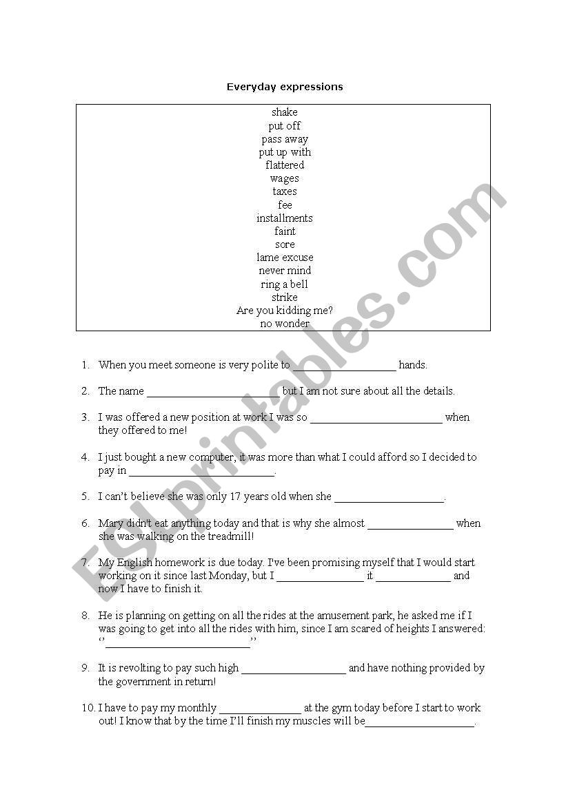 Everyday Expressions worksheet