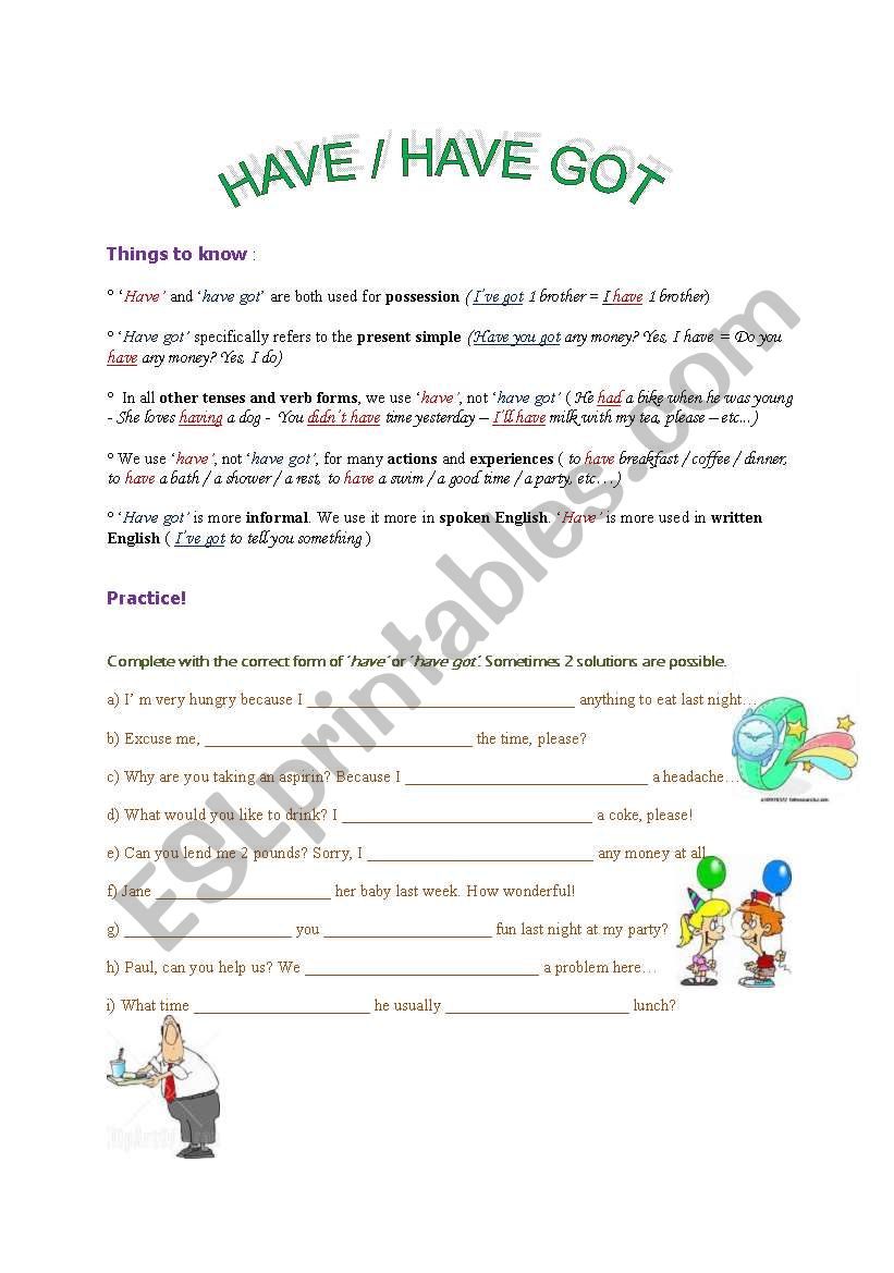 Differences between have and have got