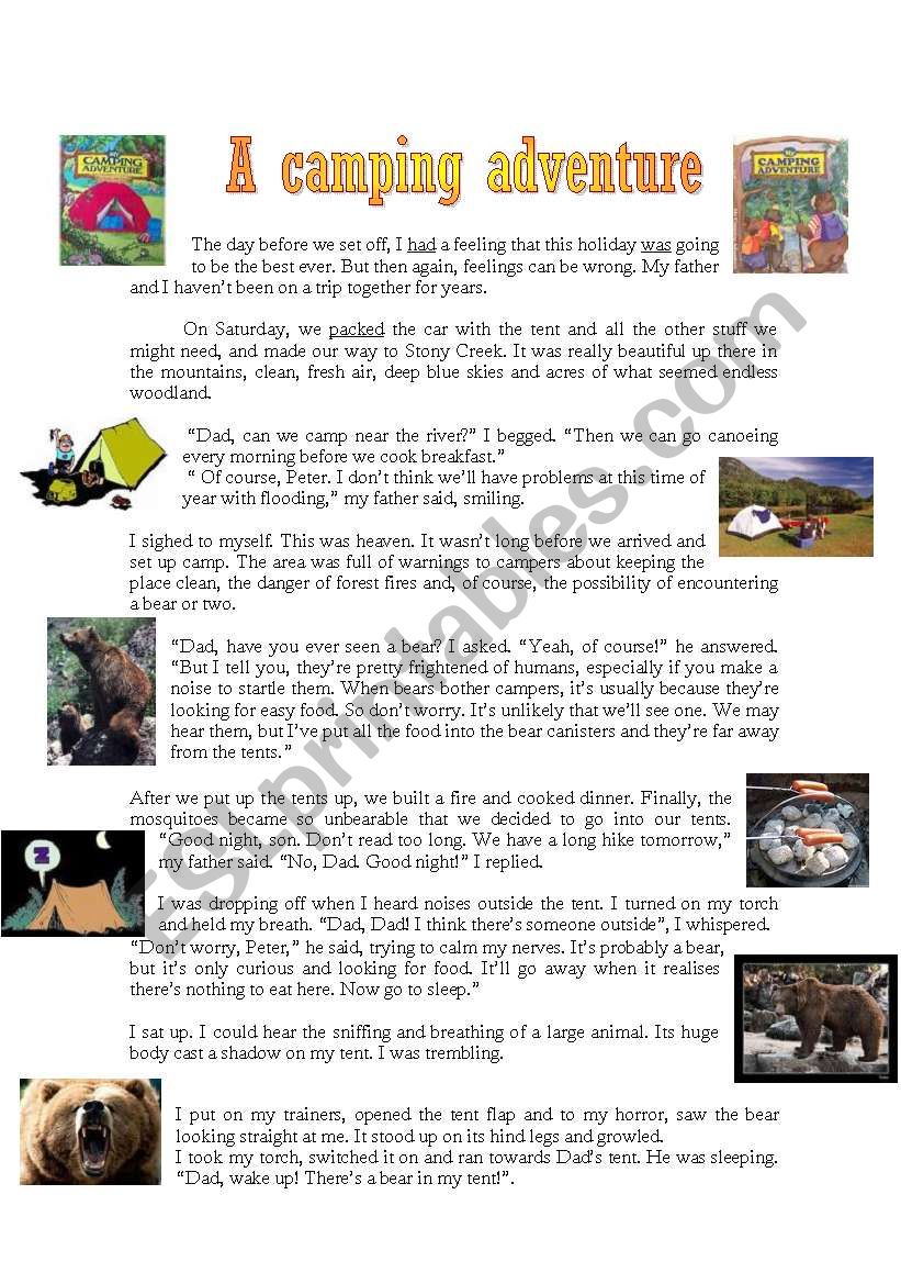 A camping adventure worksheet