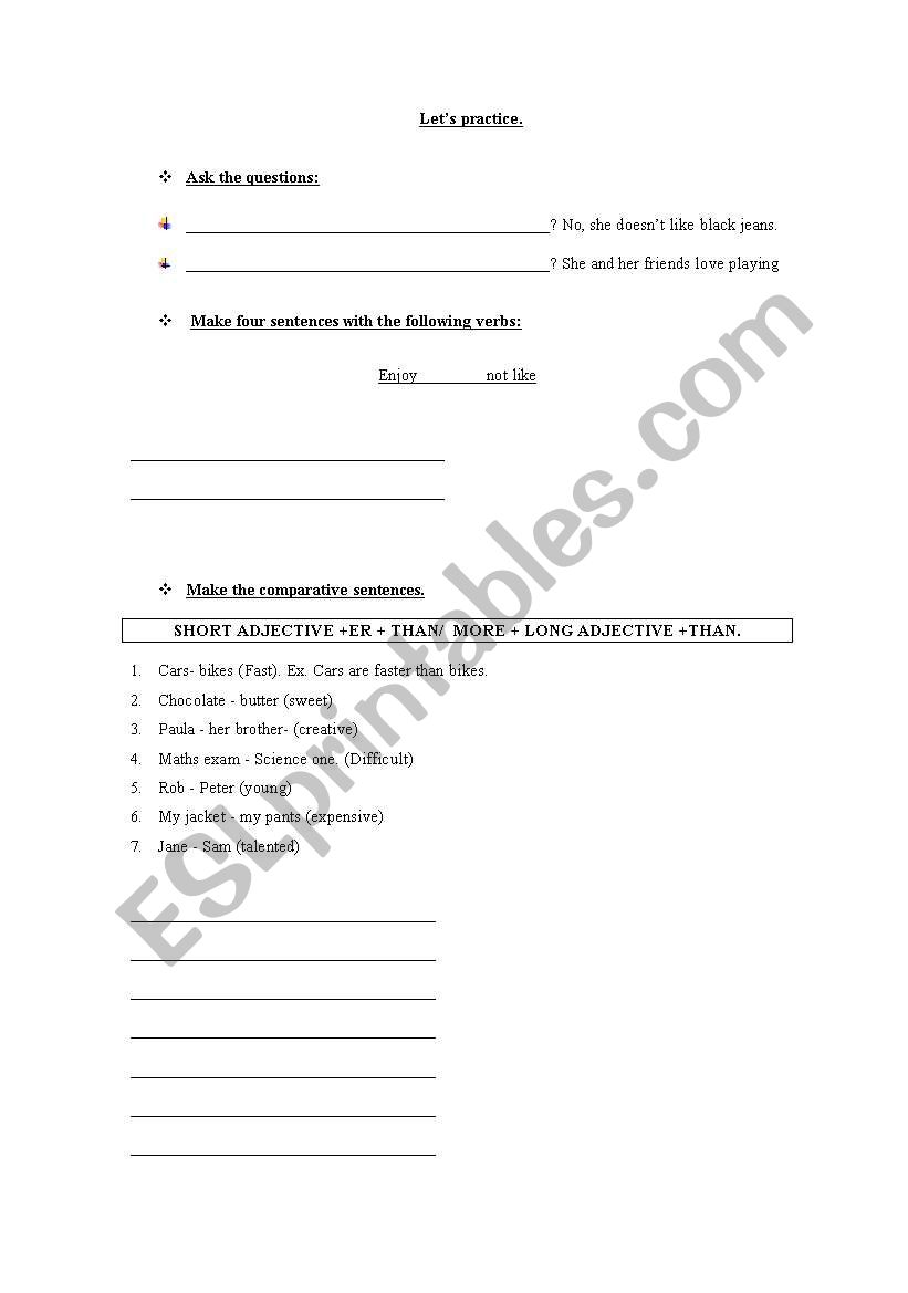 ask a question worksheet