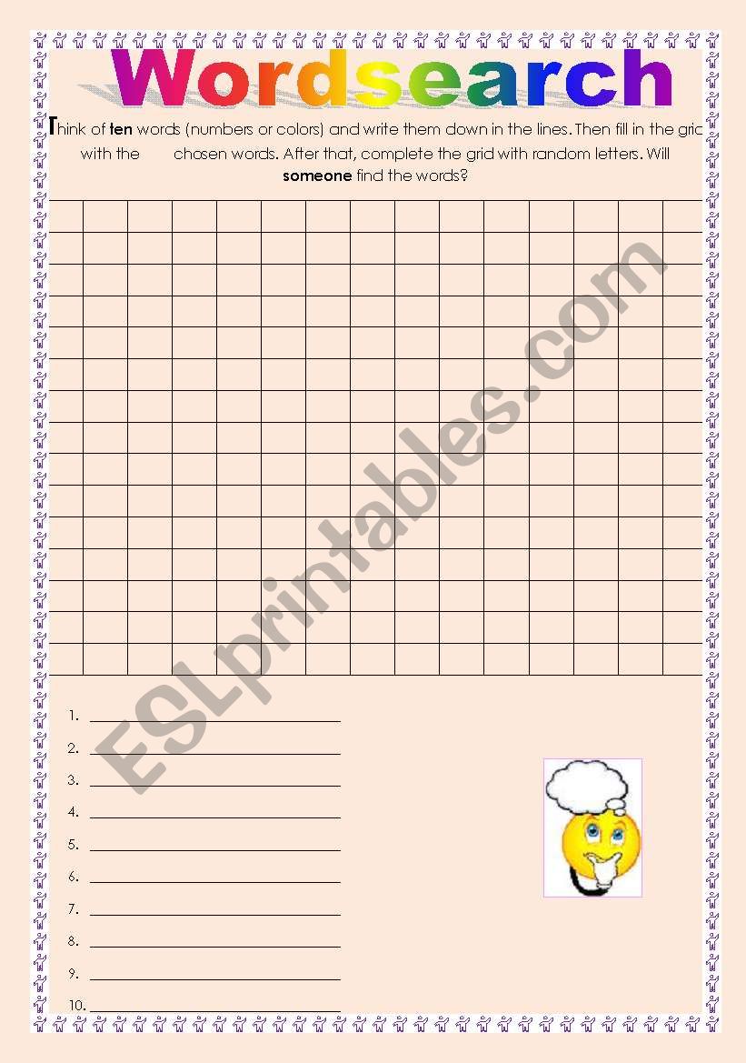 Make up a wordsearch! worksheet