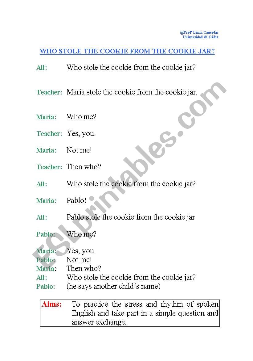 who stole the cookie from the cookie jar
